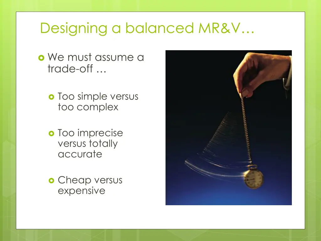 designing a balanced mr v