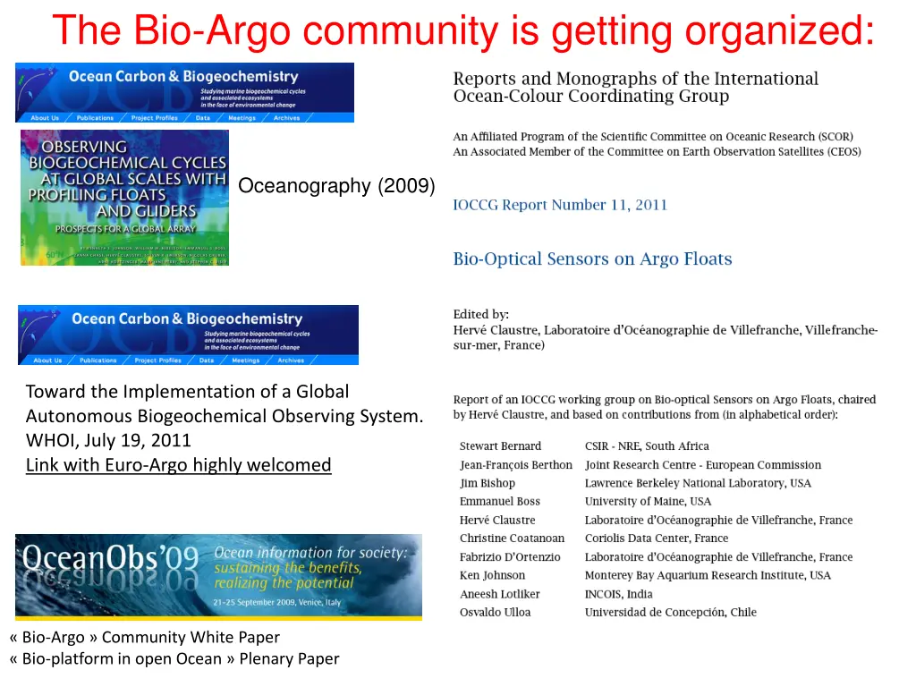 the bio argo community is getting organized