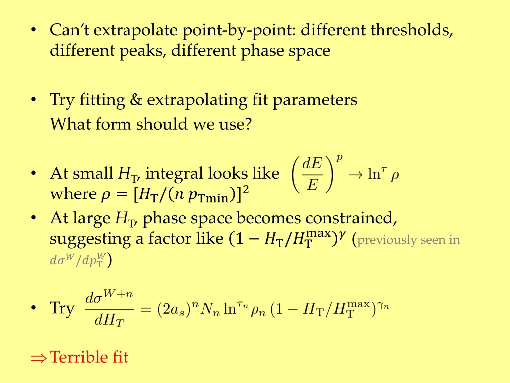 can t extrapolate point by point different