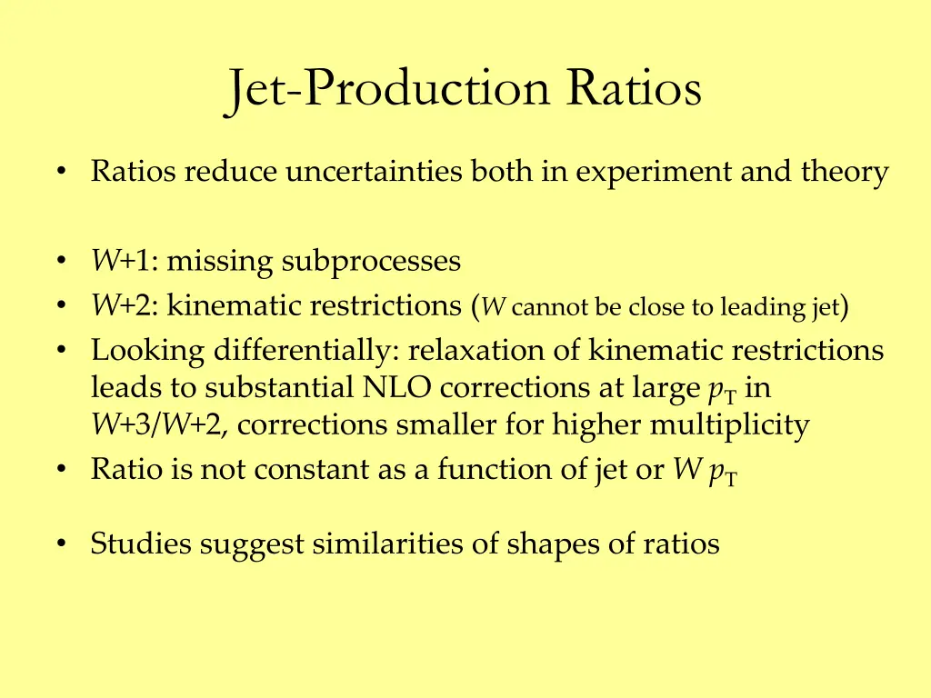 jet production ratios