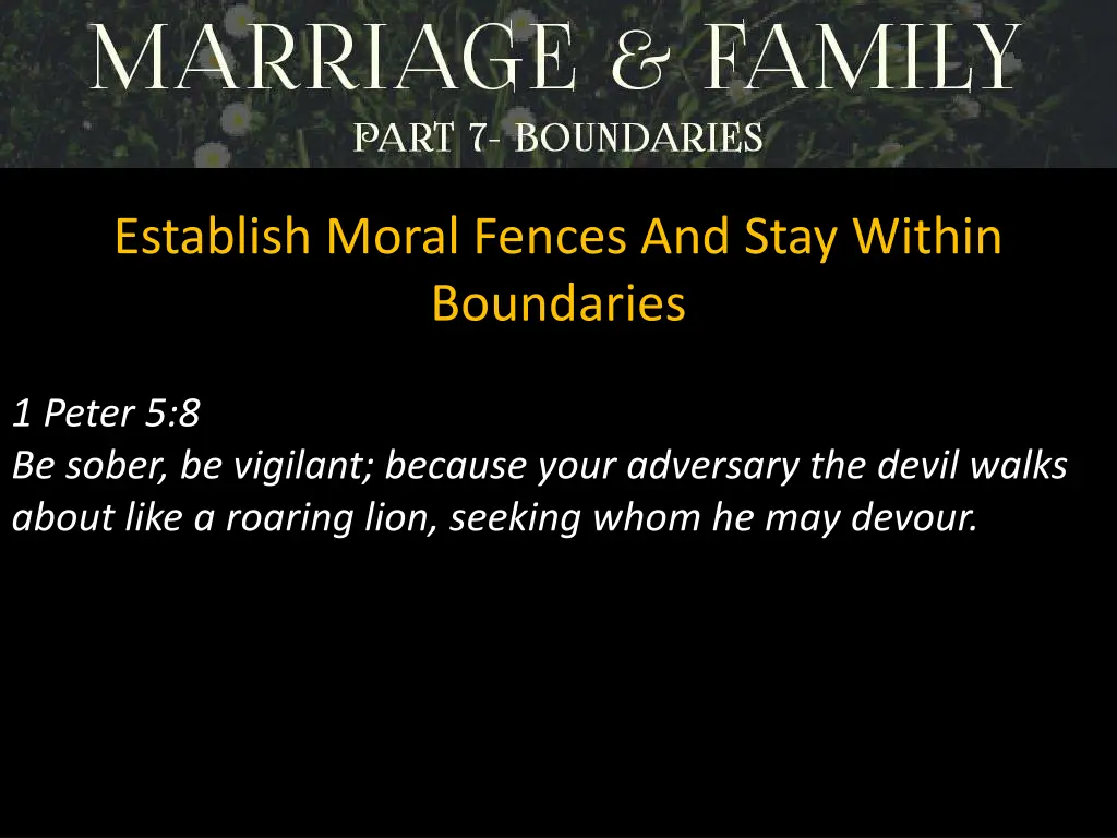 establish moral fences and stay within boundaries