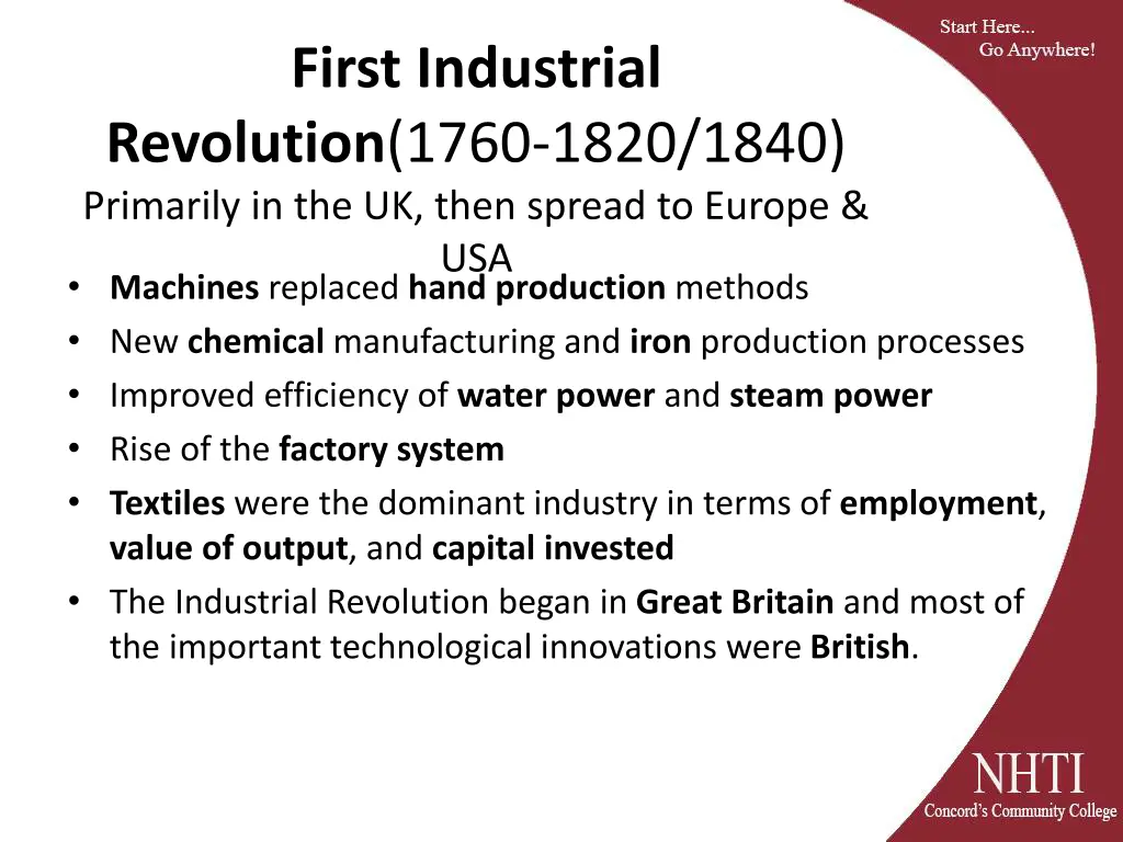 first industrial revolution 1760 1820 1840