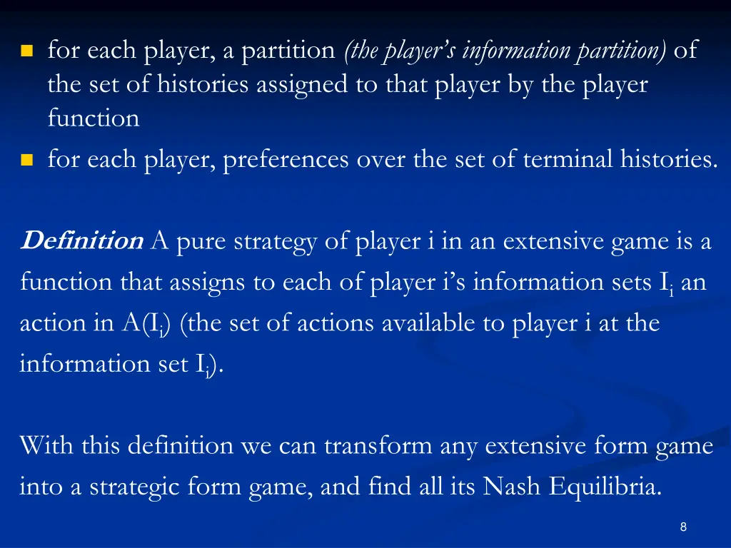 for each player a partition the player