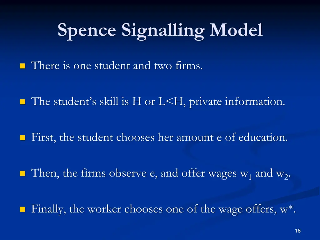 spence signalling model