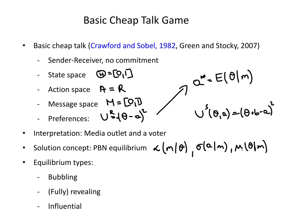 basic cheap talk game