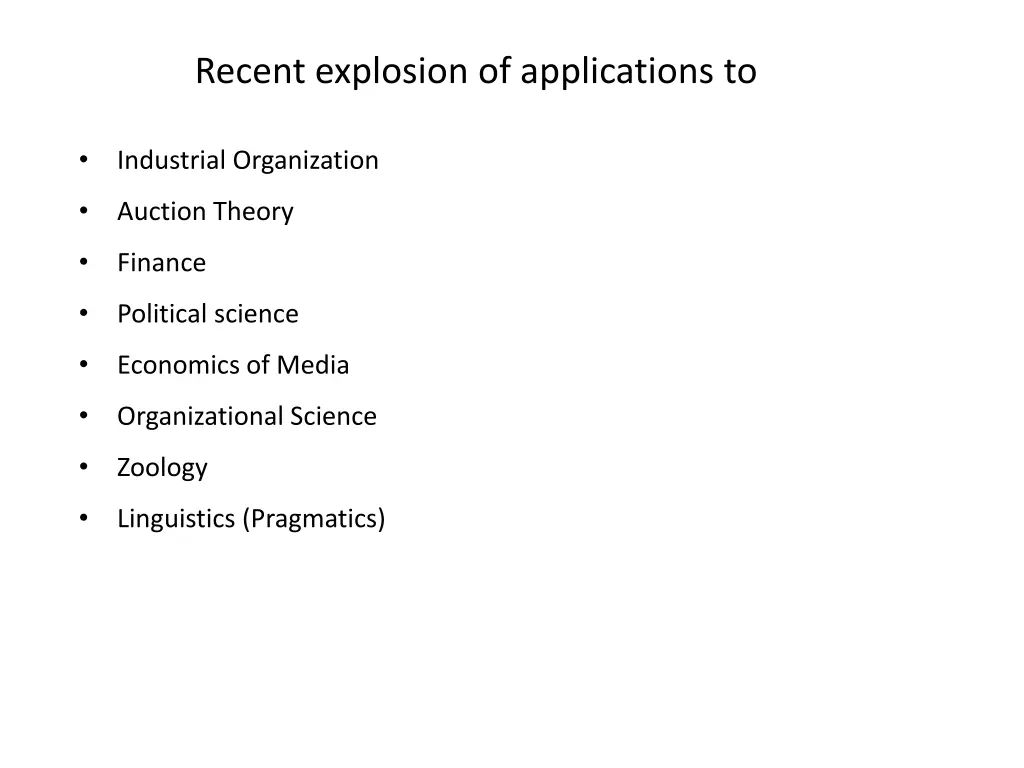 recent explosion of applications to