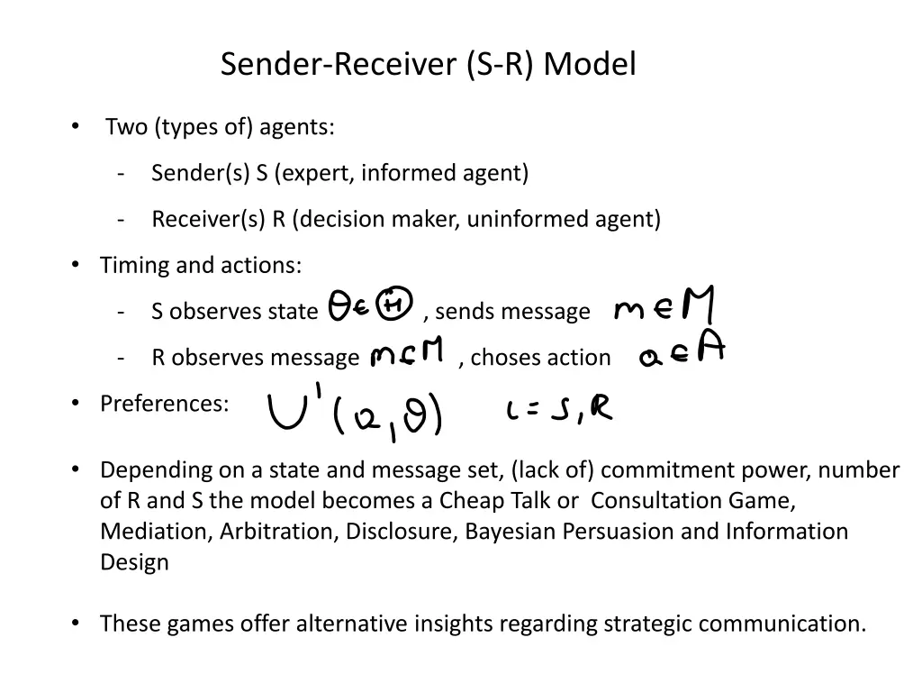 sender receiver s r model