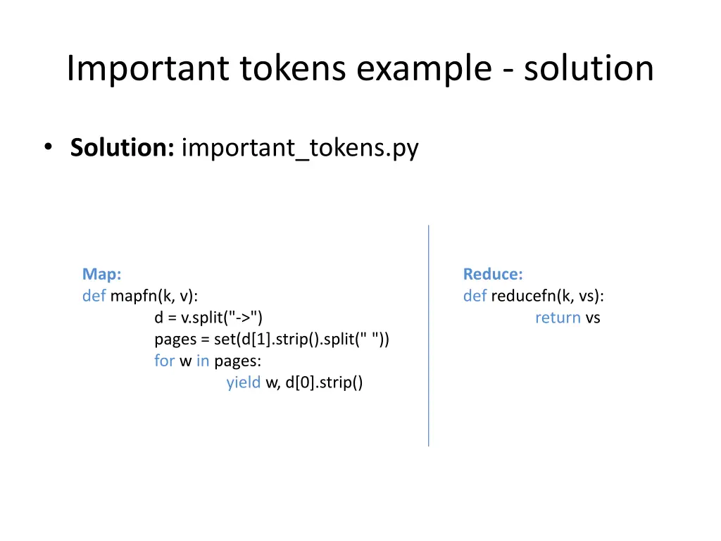 important tokens example solution