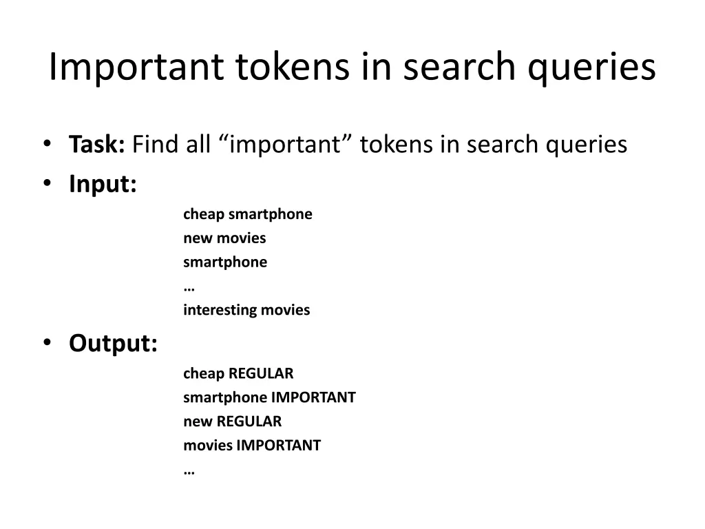 important tokens in search queries