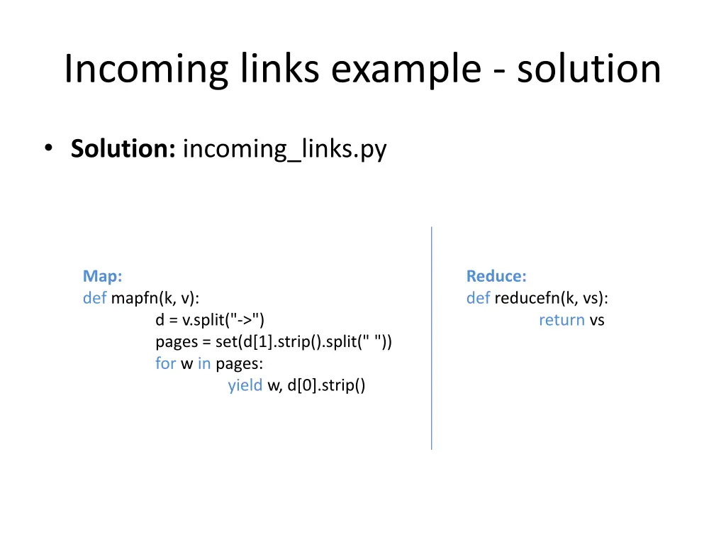 incoming links example solution