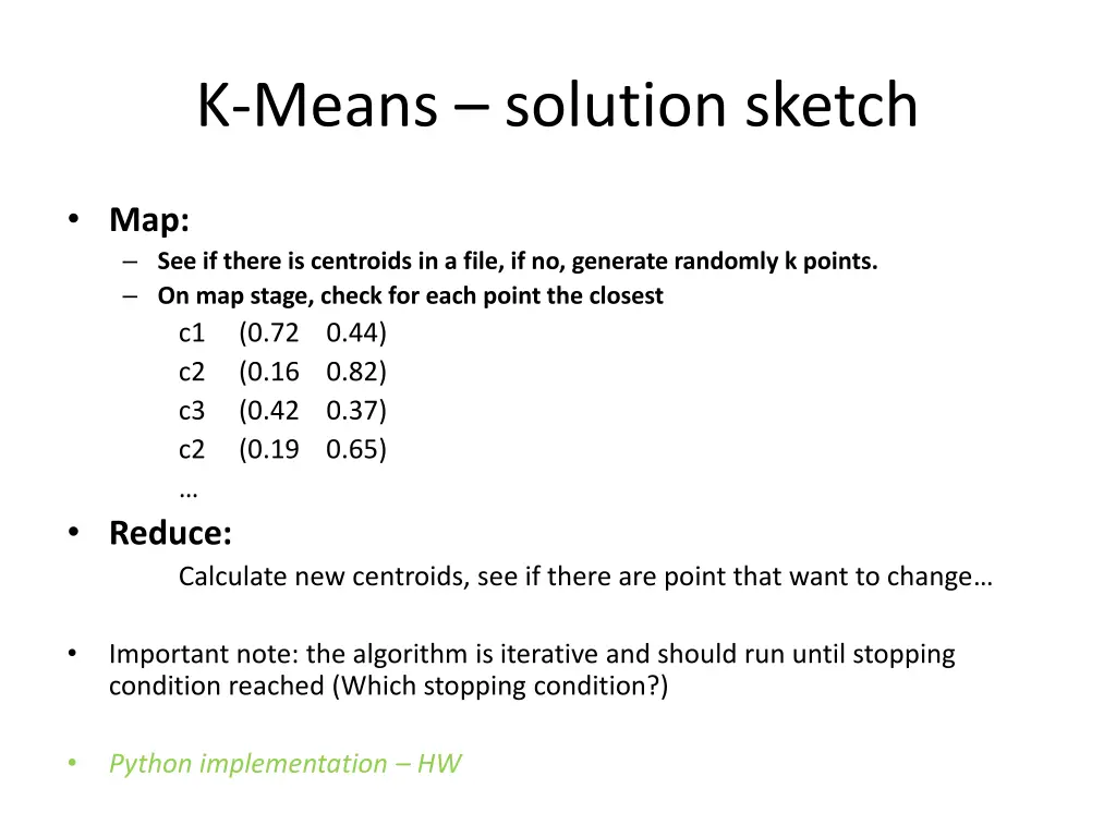 k means solution sketch