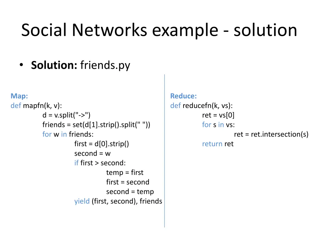 social networks example solution