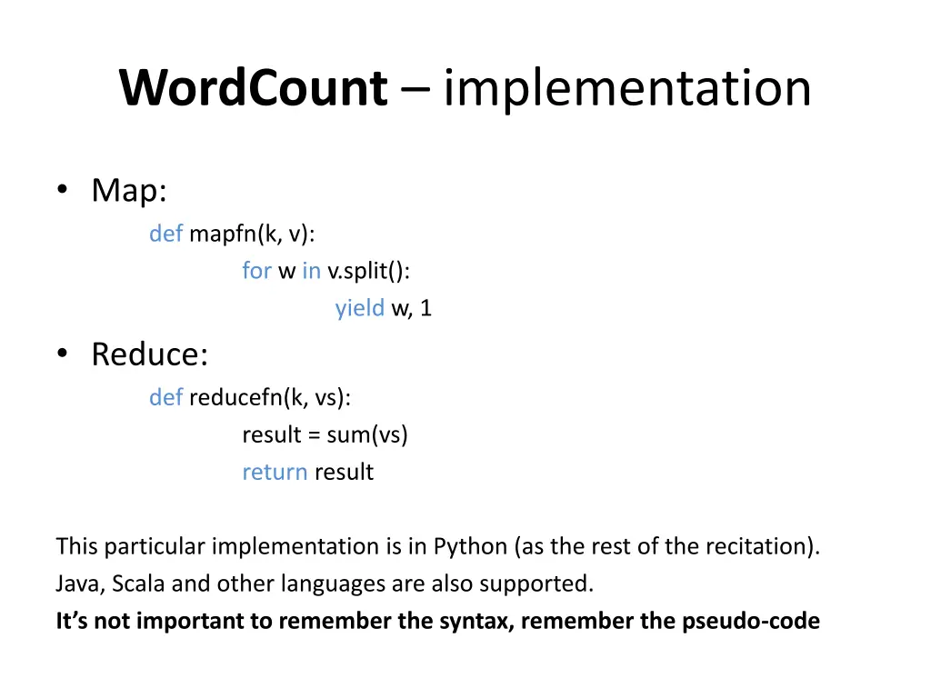 wordcount implementation