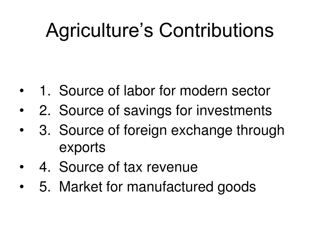 agriculture s contributions