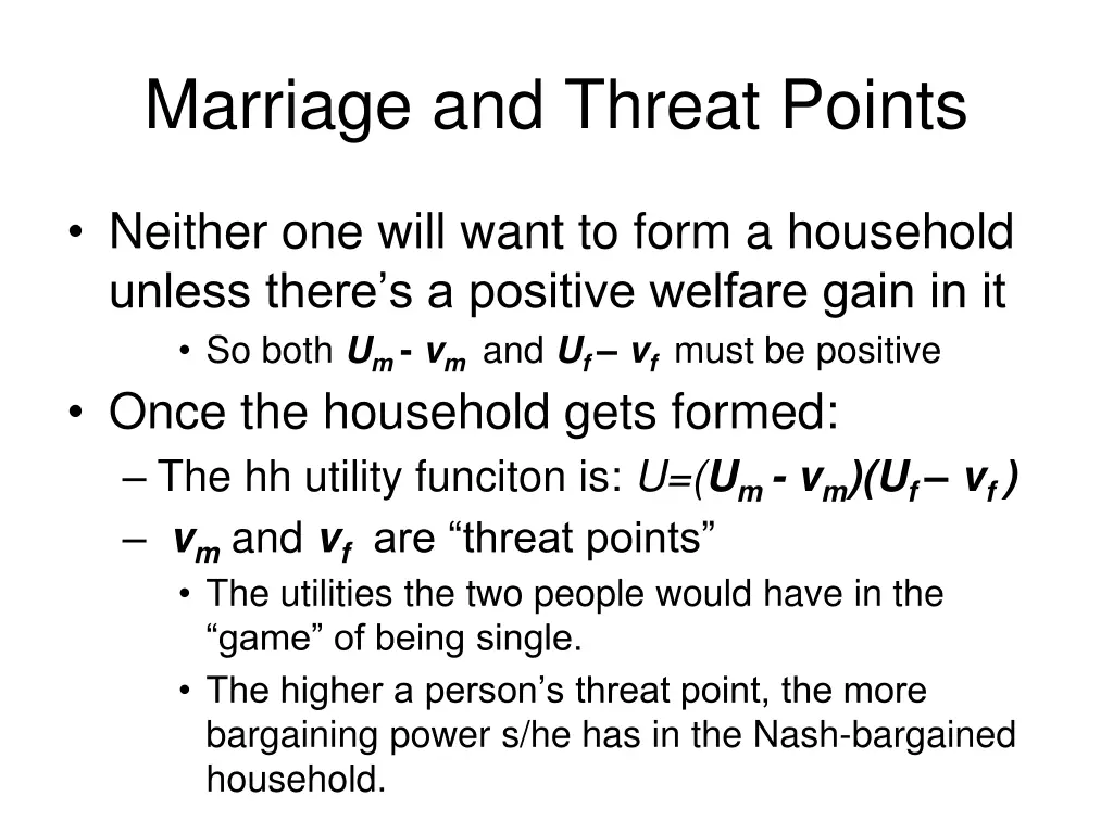 marriage and threat points