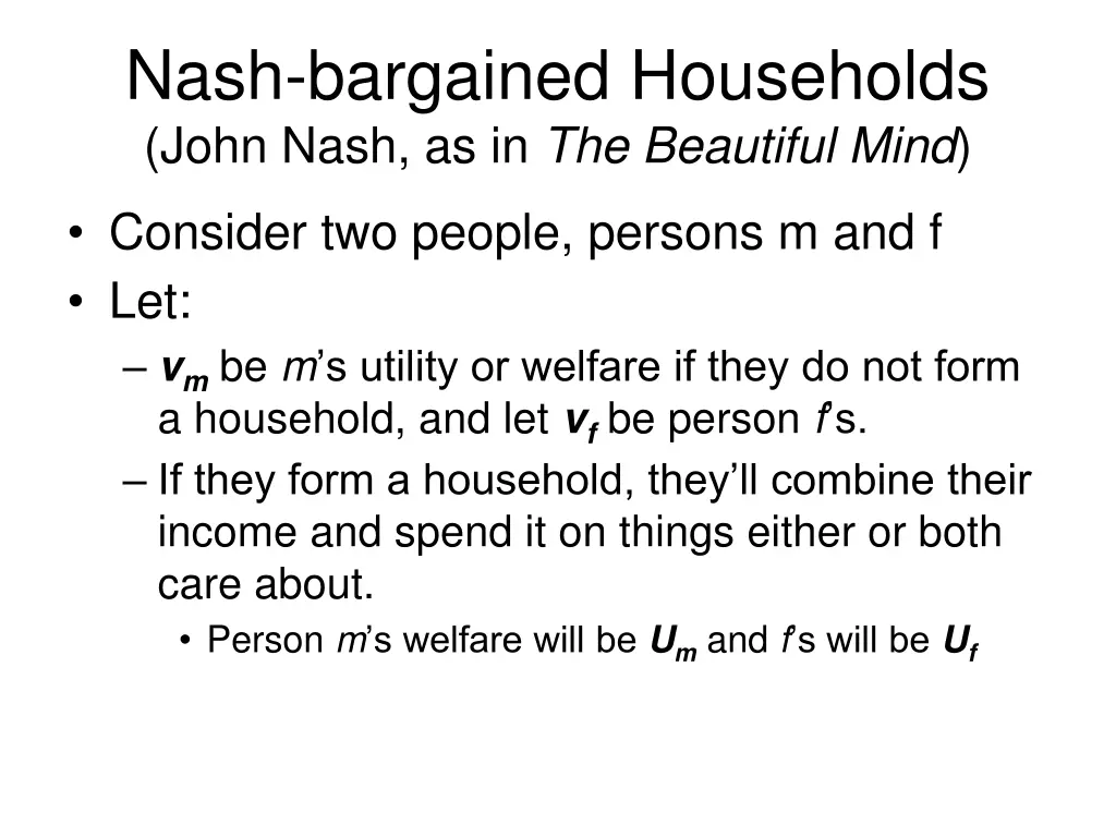 nash bargained households john nash