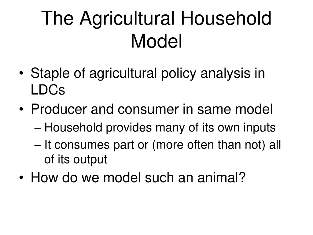 the agricultural household model