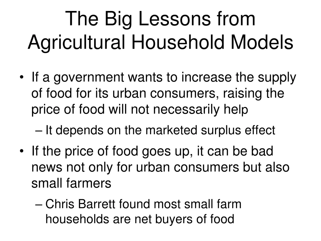 the big lessons from agricultural household models