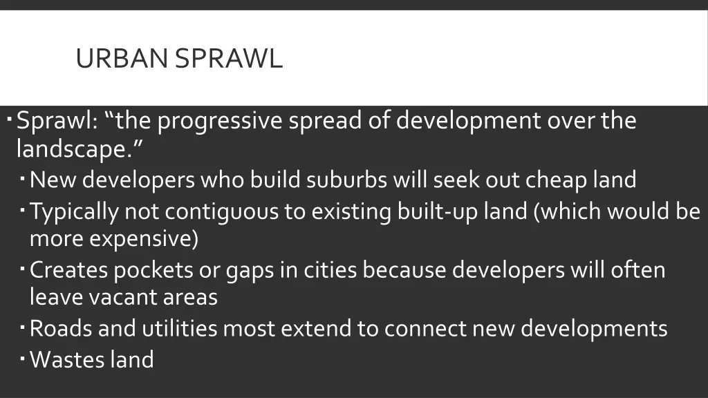 urban sprawl