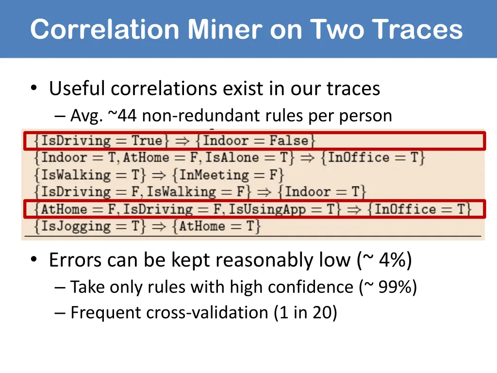 correlation miner on two traces