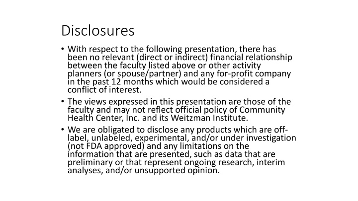 disclosures with respect to the following