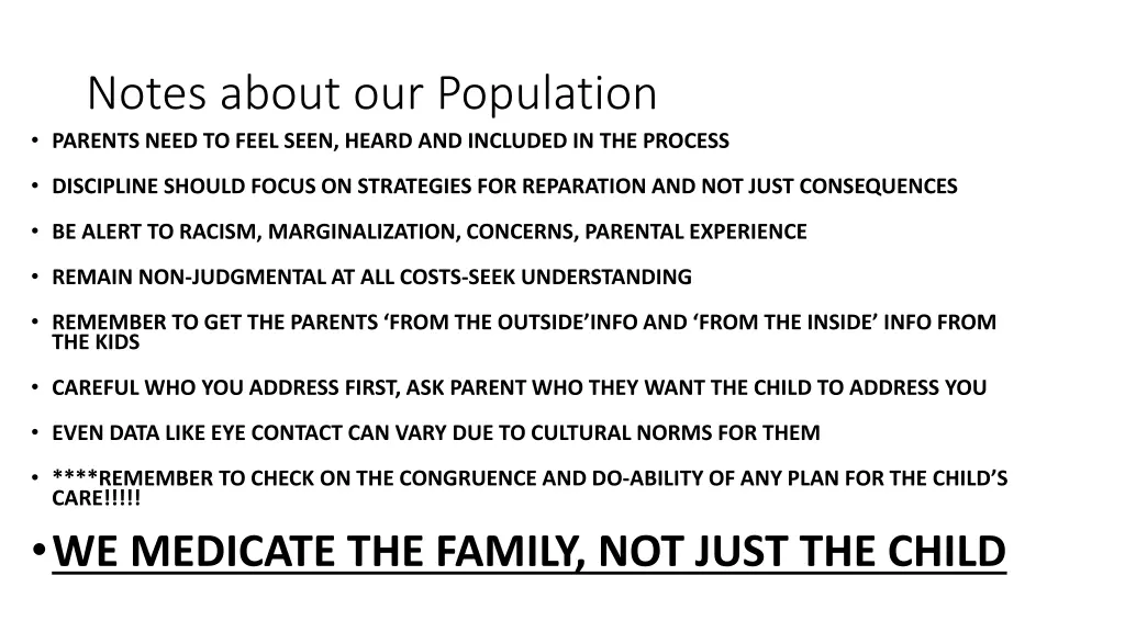 notes about our population parents need to feel