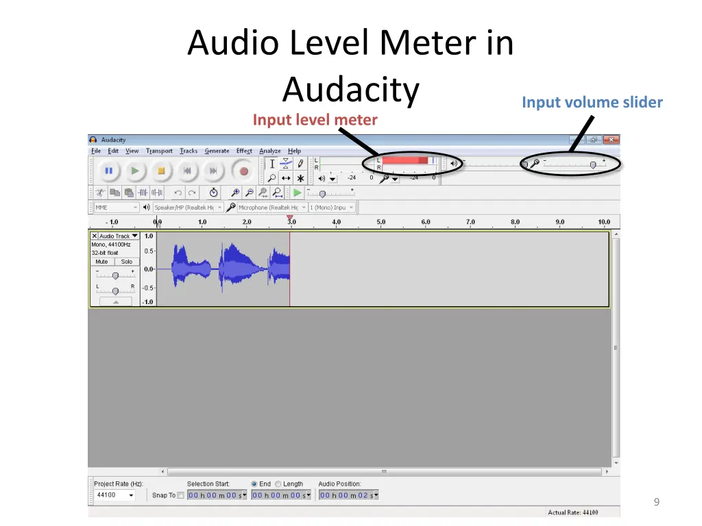 audio level meter in audacity input level meter