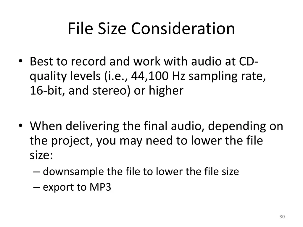 file size consideration