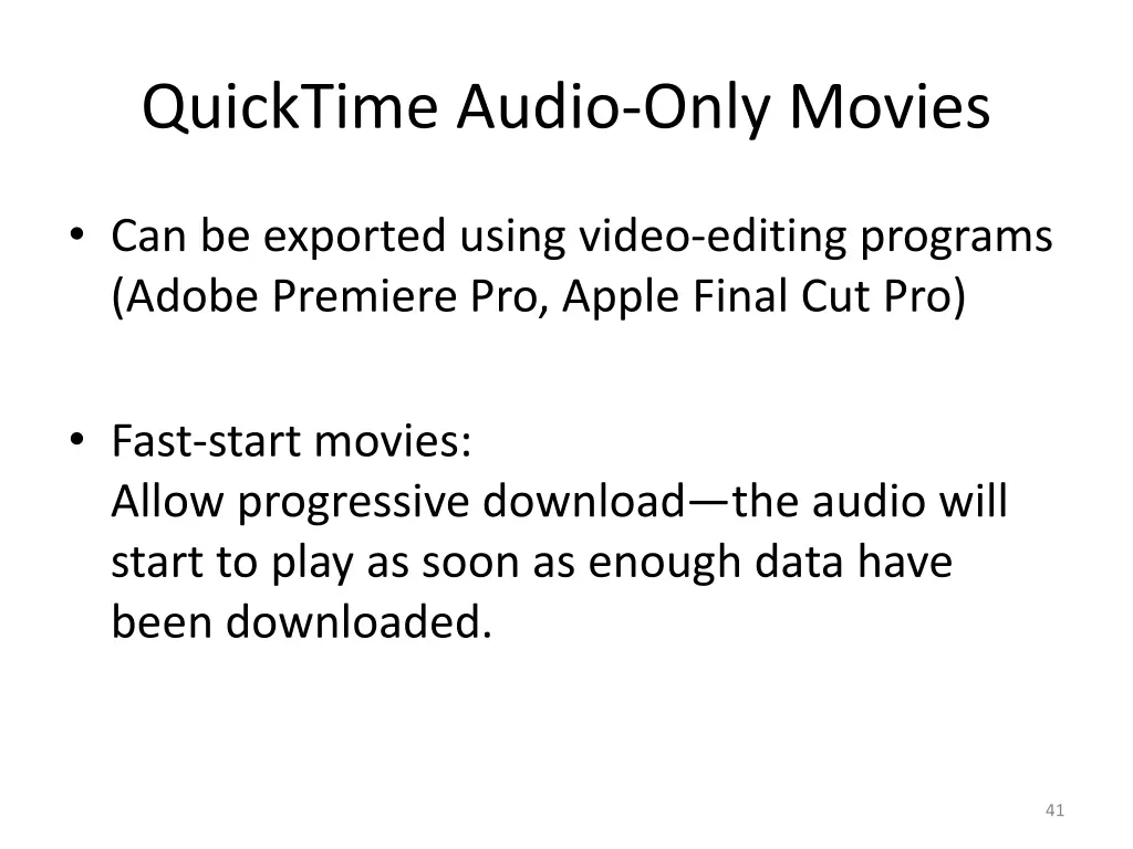 quicktime audio only movies