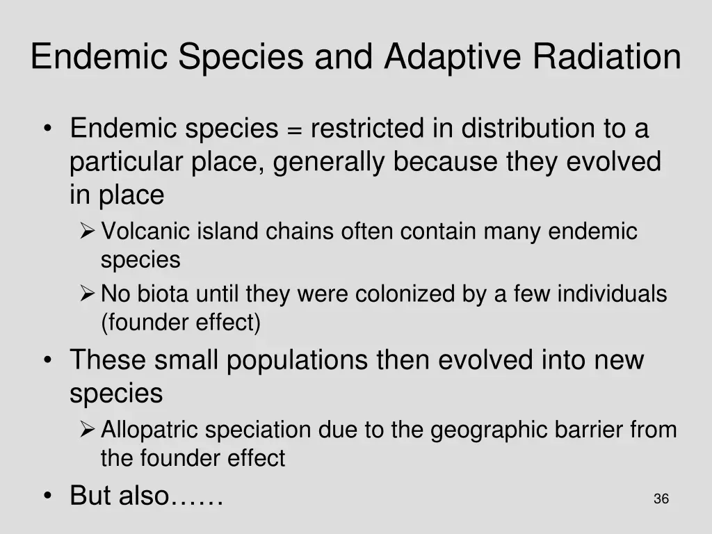 endemic species and adaptive radiation