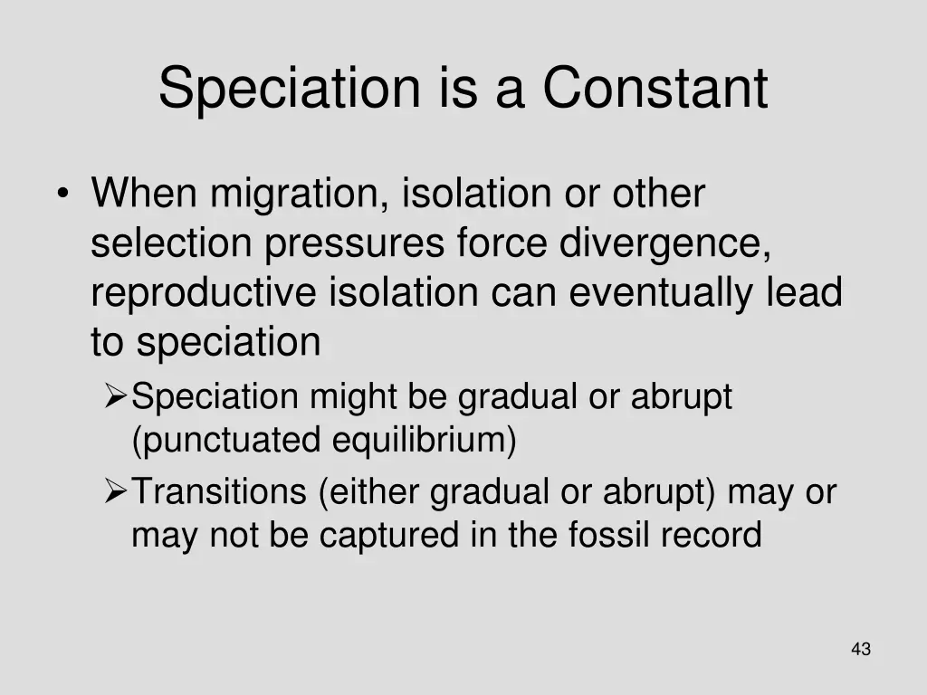 speciation is a constant