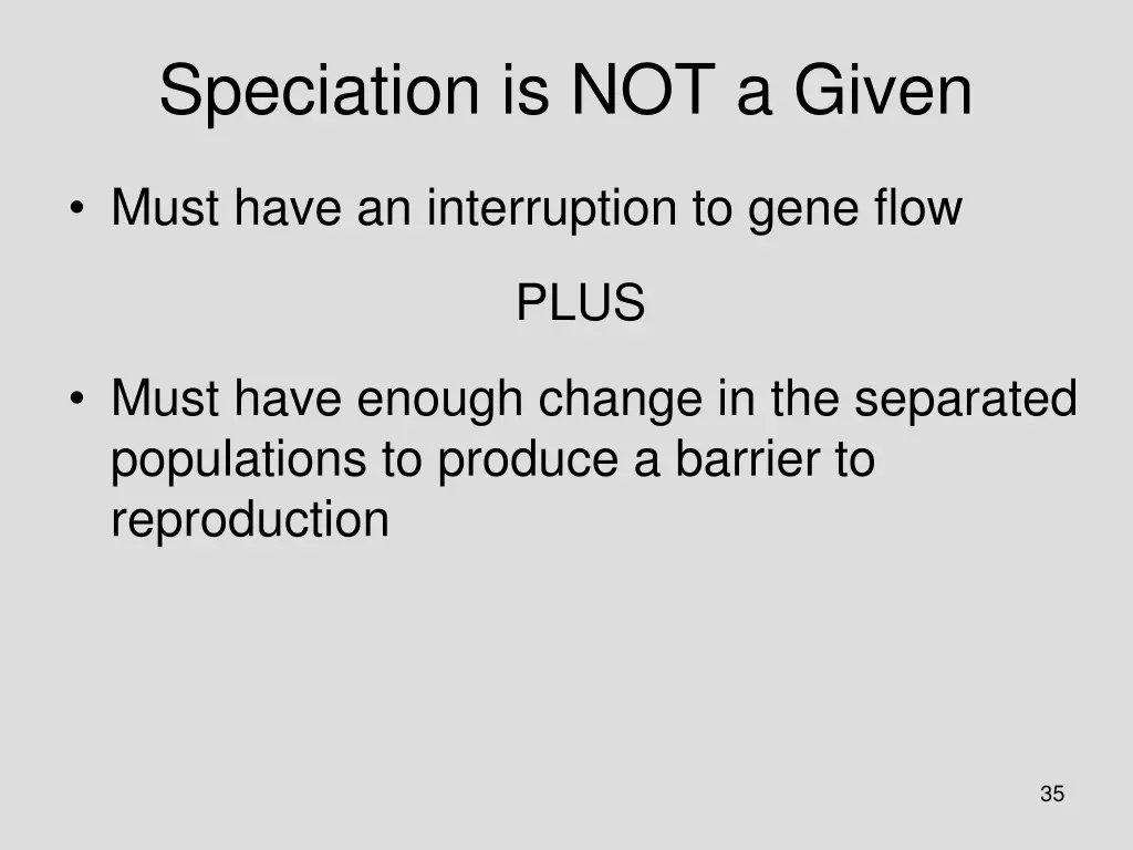 speciation is not a given