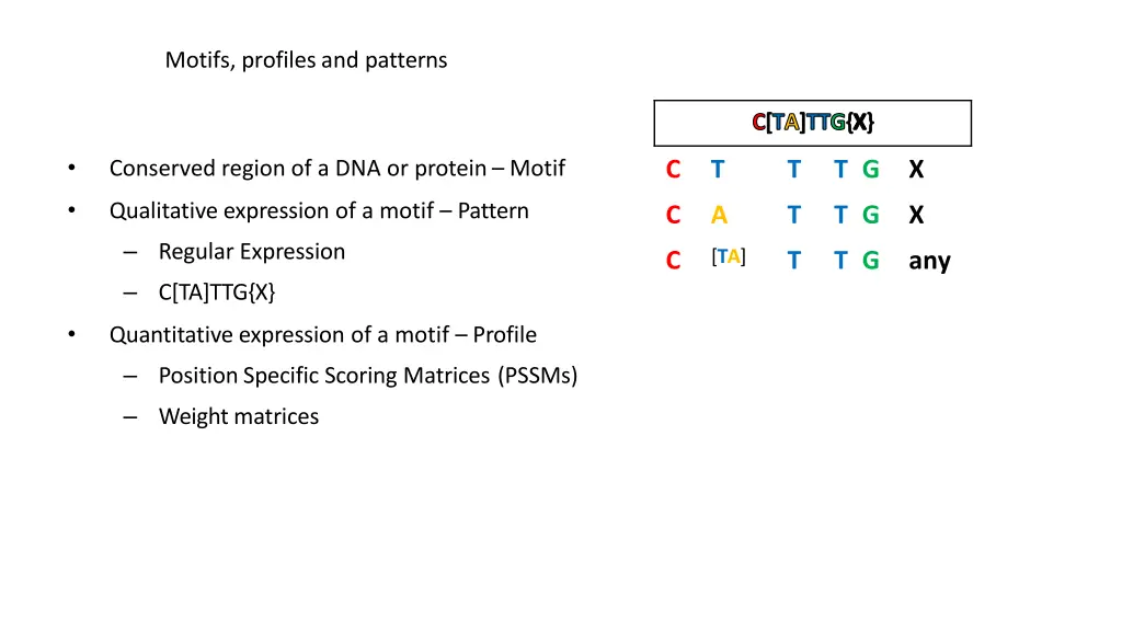 motifs profiles and patterns