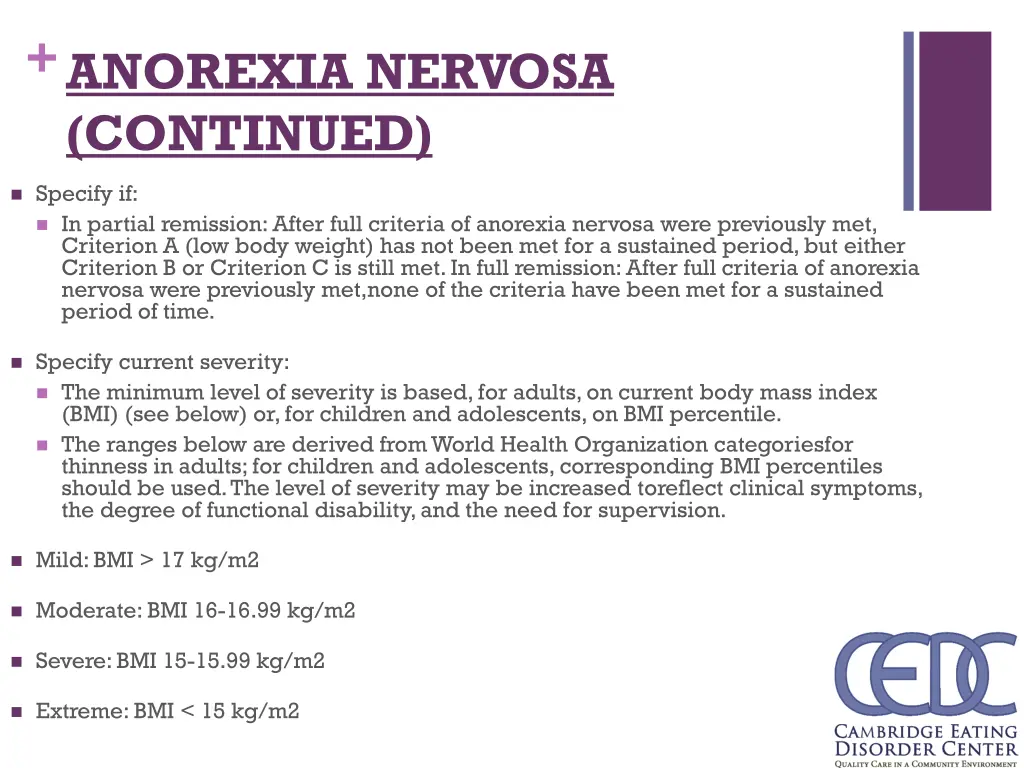 anorexia nervosa continued