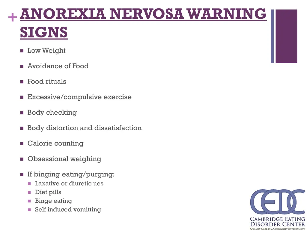 anorexia nervosa warning signs