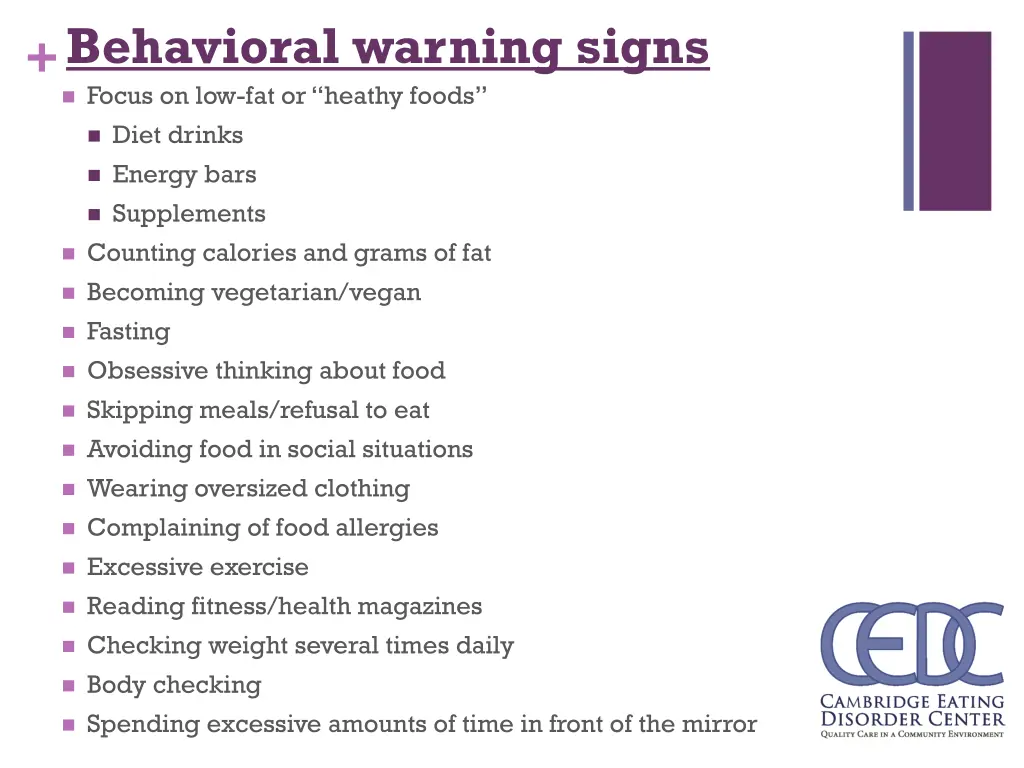 behavioral warning signs focus