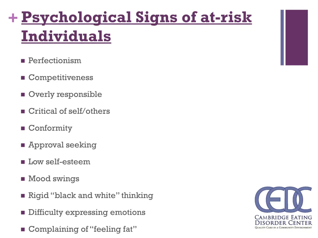 psychological signs of at risk individuals