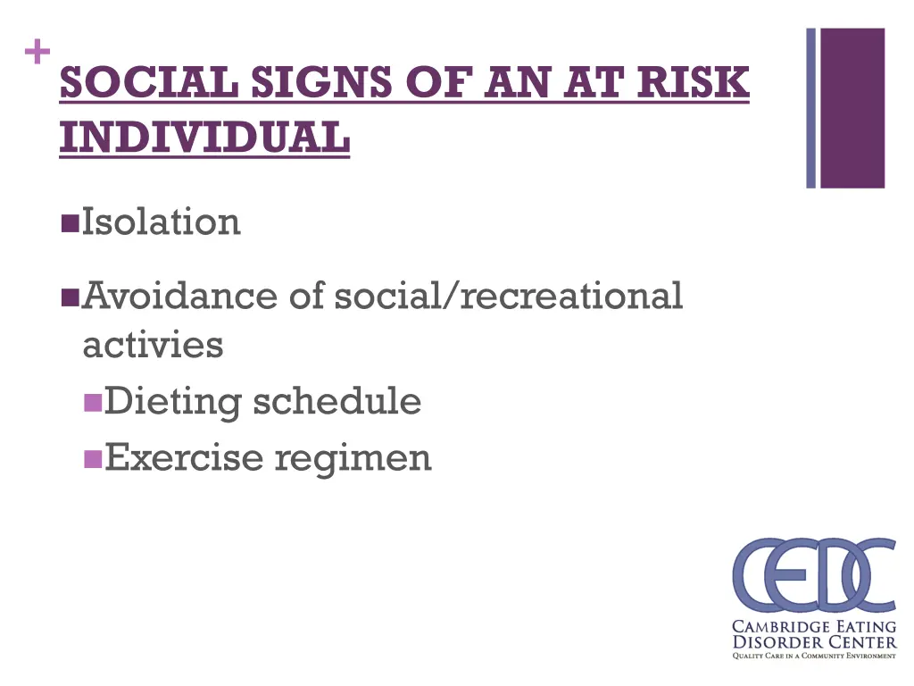 social signs of an at risk individual