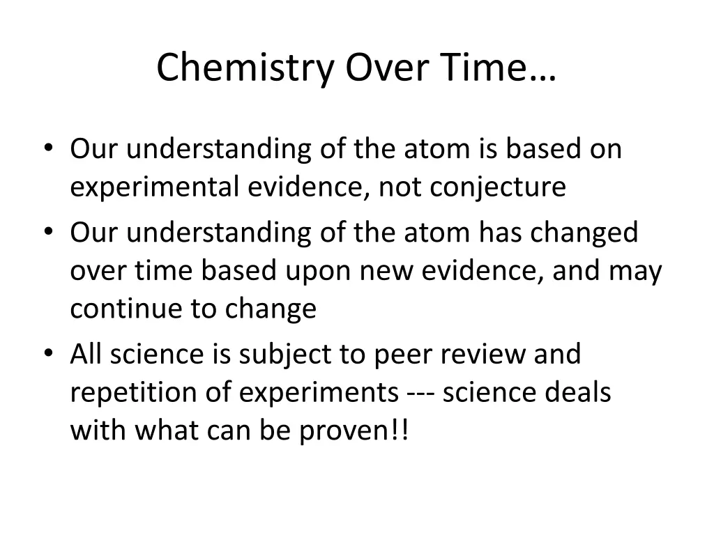 chemistry over time