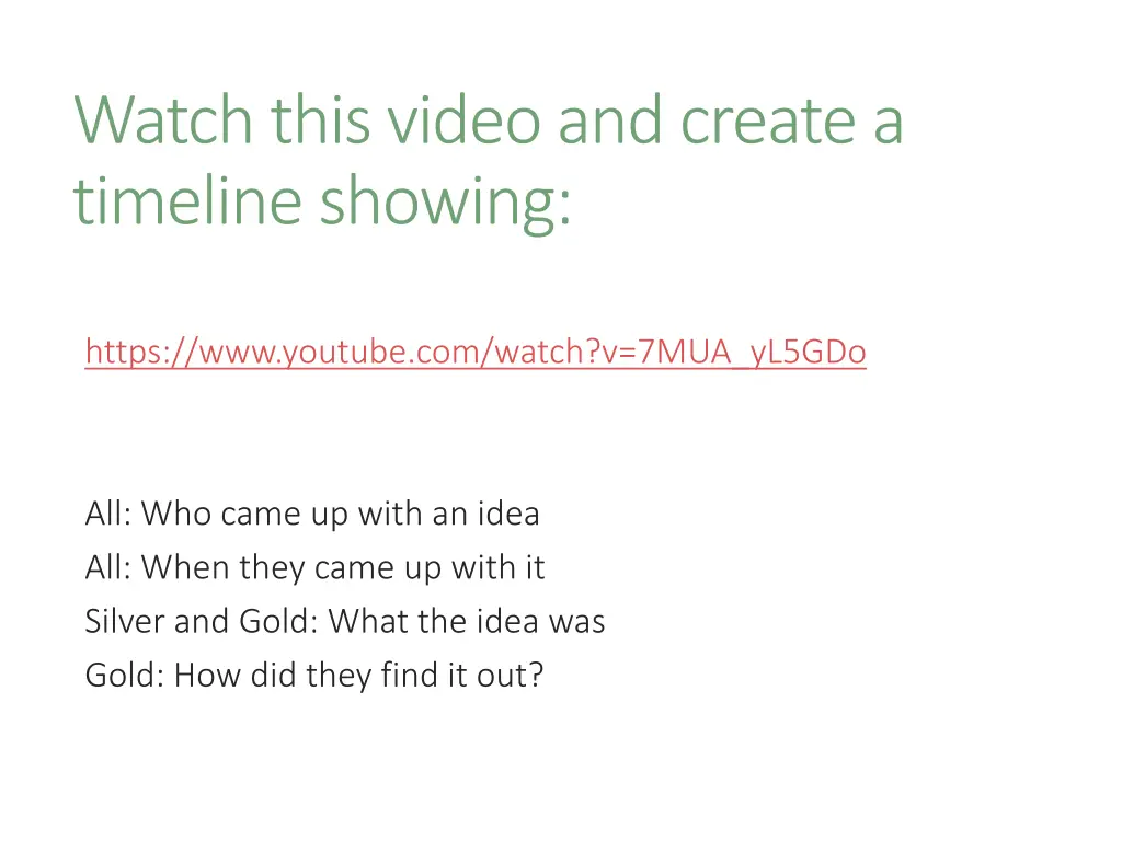 watch this video and create a timeline showing