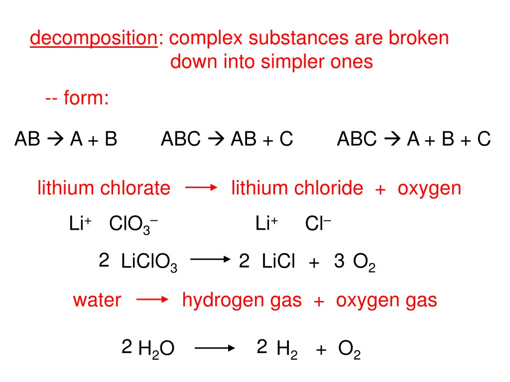 decomposition complex substances are broken down