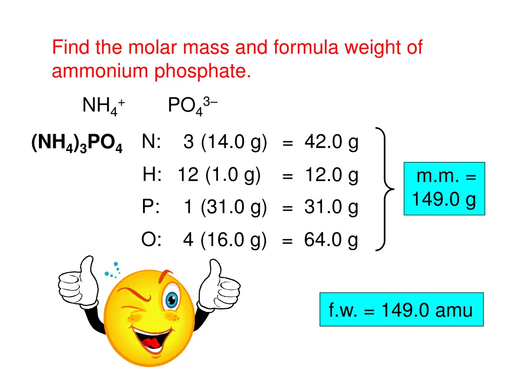 find the molar mass and formula weight