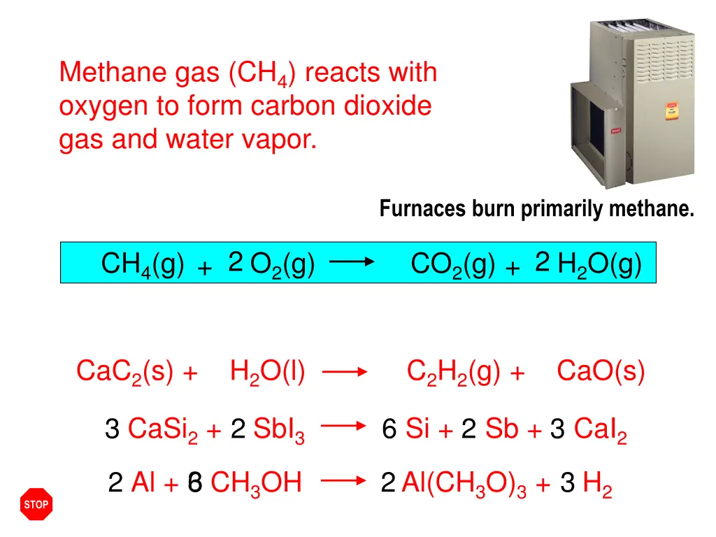 methane gas ch 4 reacts with oxygen to form