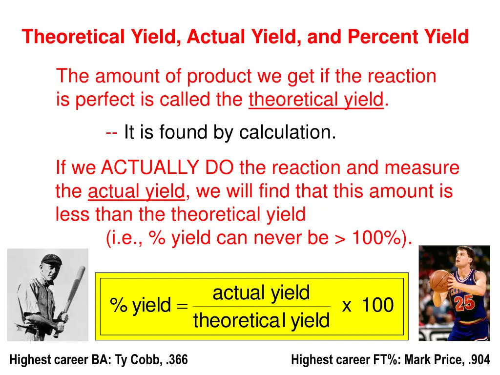 theoretical yield actual yield and percent yield