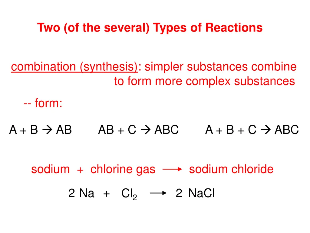 two of the several types of reactions