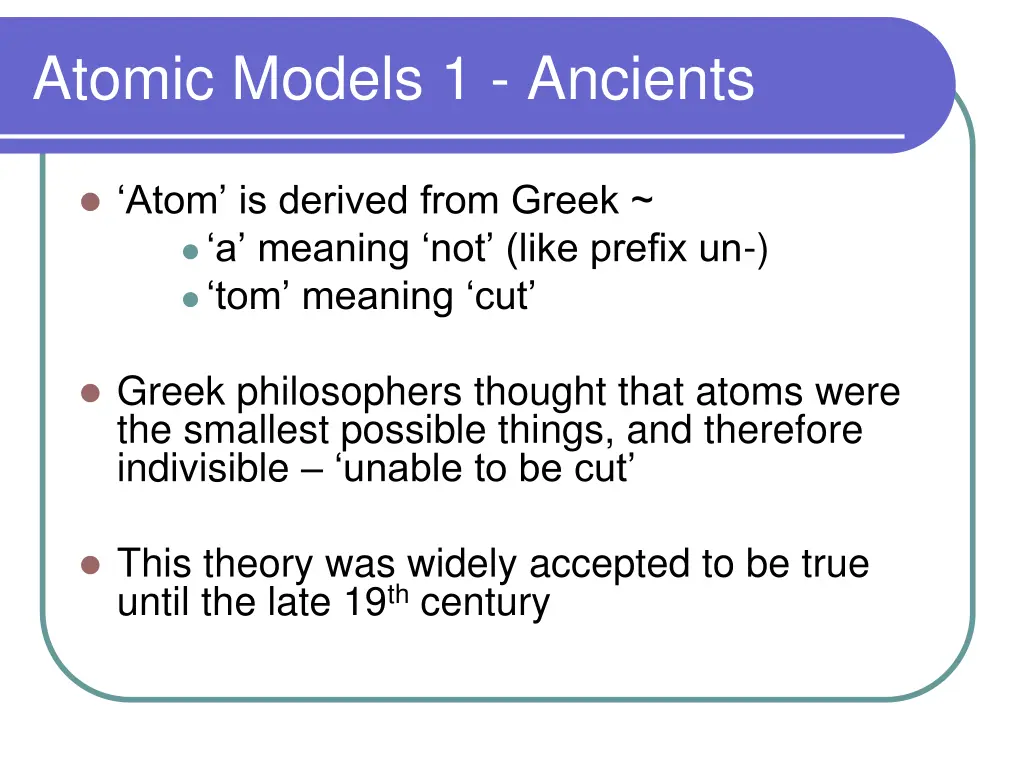 atomic models 1 ancients