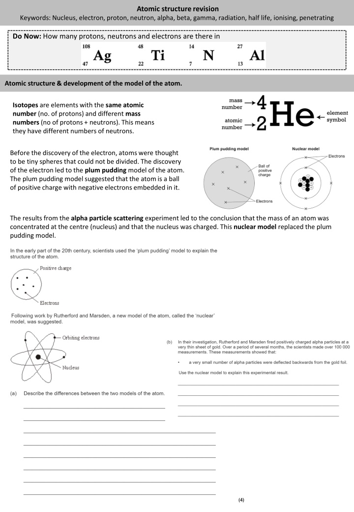 atomic structure revision