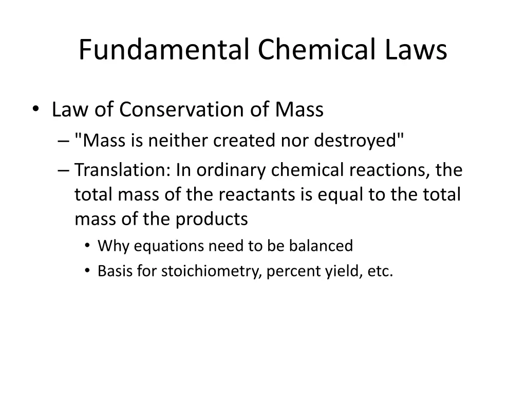 fundamental chemical laws