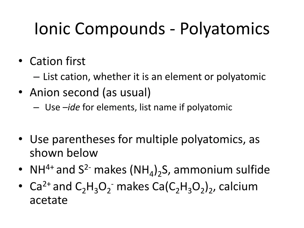 ionic compounds polyatomics