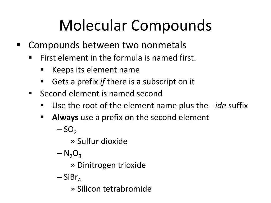 molecular compounds compounds between